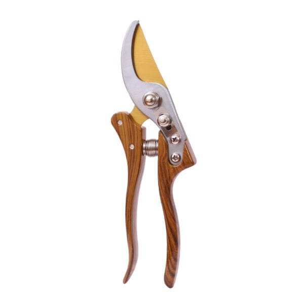 Garden Pruner with Wood-Grain Handle and SK5 Steel Blade